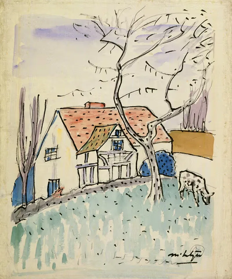 Cottage and calf by Raymond McIntyre — digital art print download