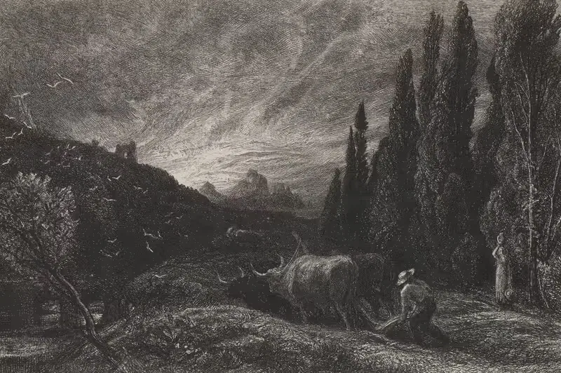 Ранний пахарь by Самуэль Палмер, 1858-1860 — digital art print download