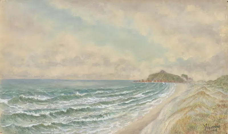 Nine mile beach looking North from Totara — William Francis Herring