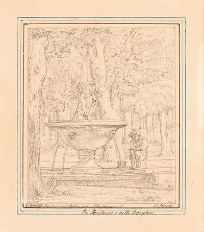 Study for Scene from the Garden of Villa Borghese in Rome by Йорген Рёд — digital art print download