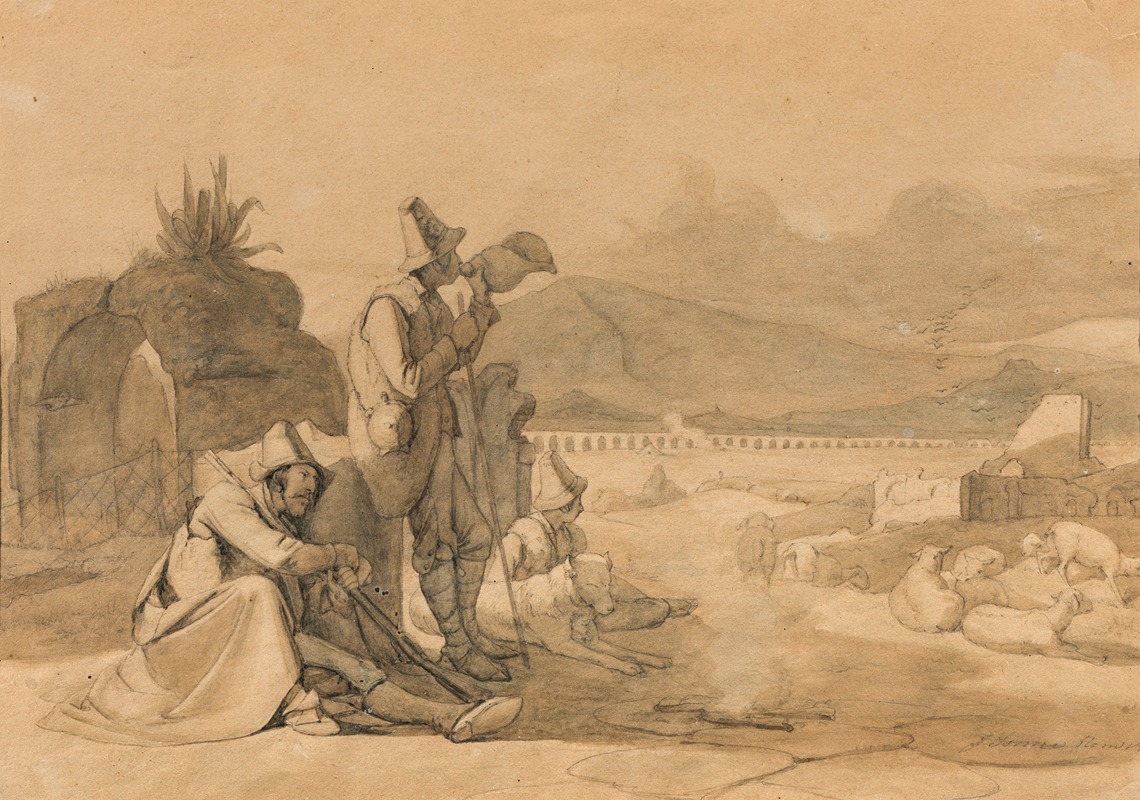 Study for Shepherds in the Roman Campagna by Йорген Соне, c. 1835 — digital art print download