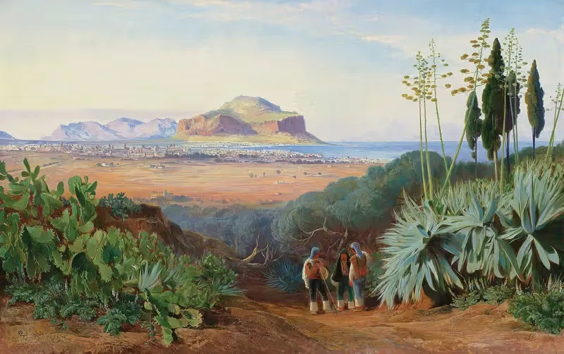 Palermo, Sicily, with Monte Pellegrino — Edward Lear