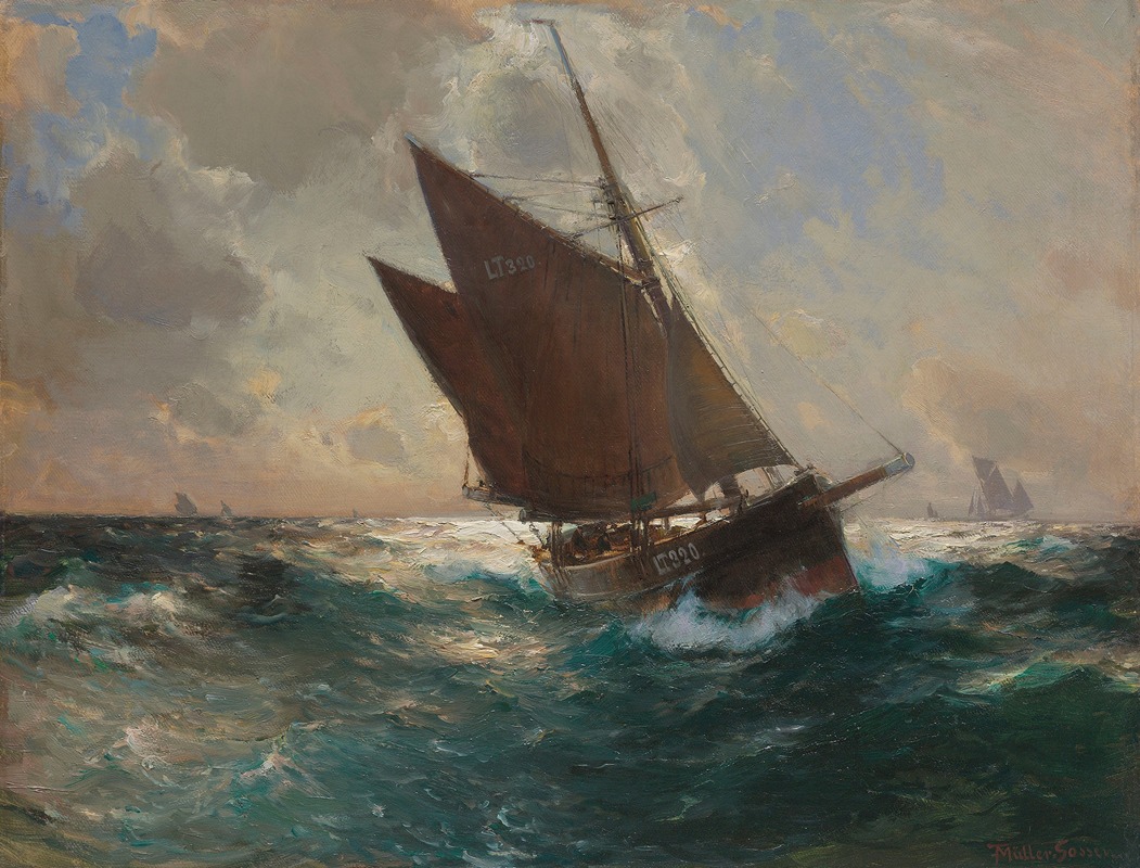 The Lowestoft Boat, off Cornwall by Franz Müller-Gossen — digital art print download