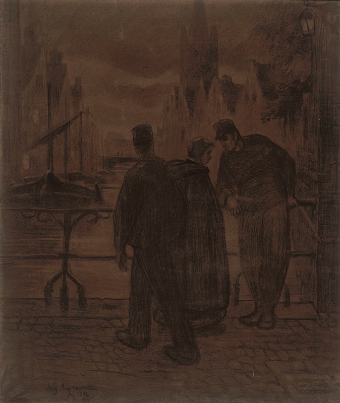Evening in Bruges by Alexander Hannotiau, 1894 — digital art print download