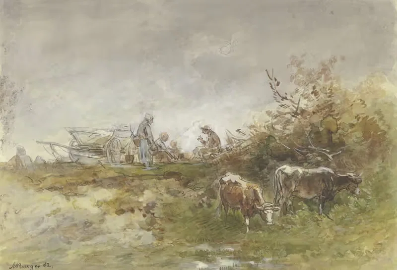 Rest on the field by Anton Burger, 1882 — digital art print download