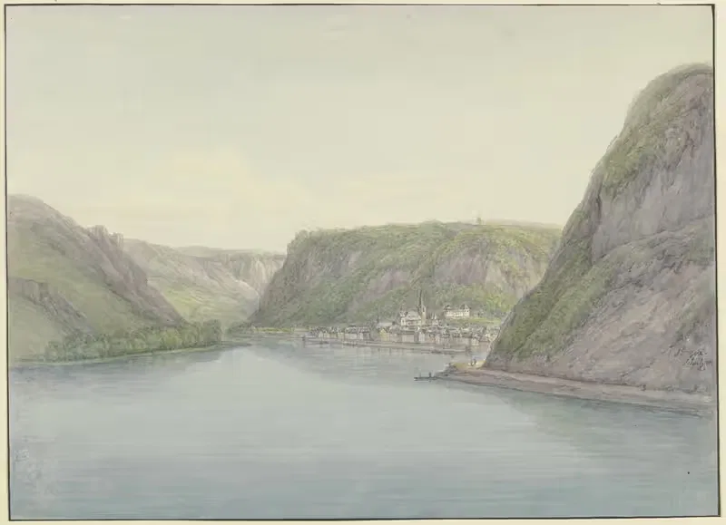 Blick in das Rheintal, rechts Sankt Goar — Christian Georg Schütz the Younger