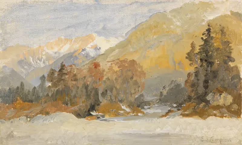 Осенний предгорный пейзаж (Этюд) by Эдвард Теодор Комптон, 1890-1900 — digital art print download