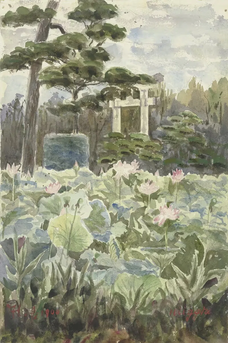Часть японского сада by Фриц Хаук, 1900 — digital art print download