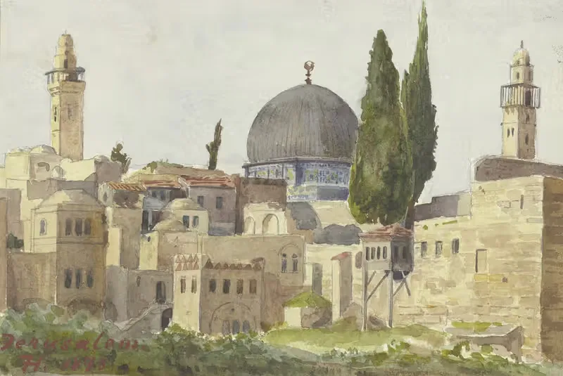 Teilansicht von Jerusalem, Blick auf die Omar-Moschee — Fritz Hauck