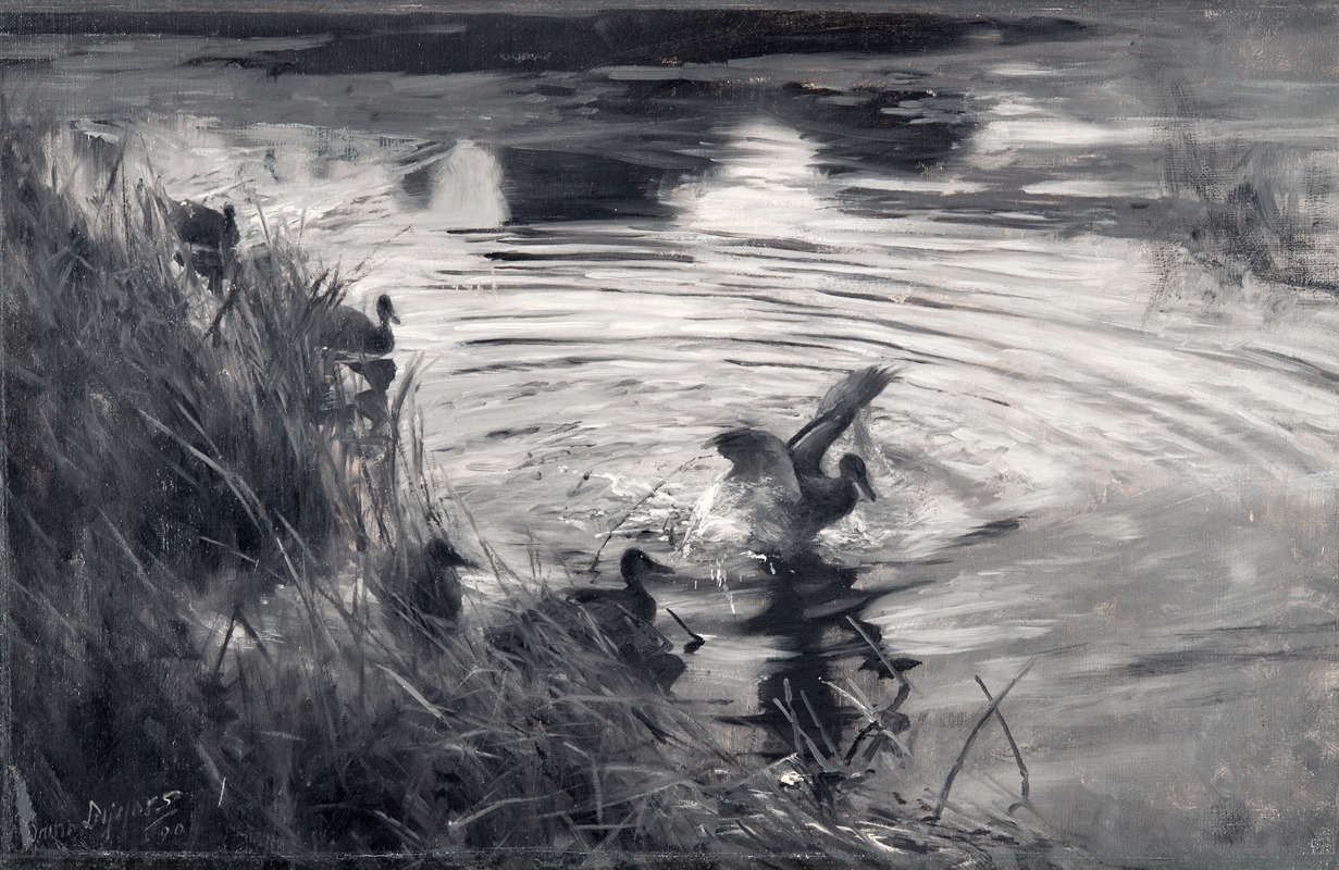 Wild Ducks among Reeds by Бруно Лильефорс, 1890 — digital art print download