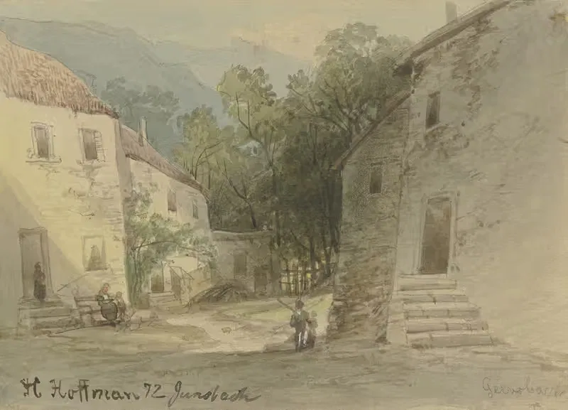 View of a village road — Heinrich Adolf Valentin Hoffmann