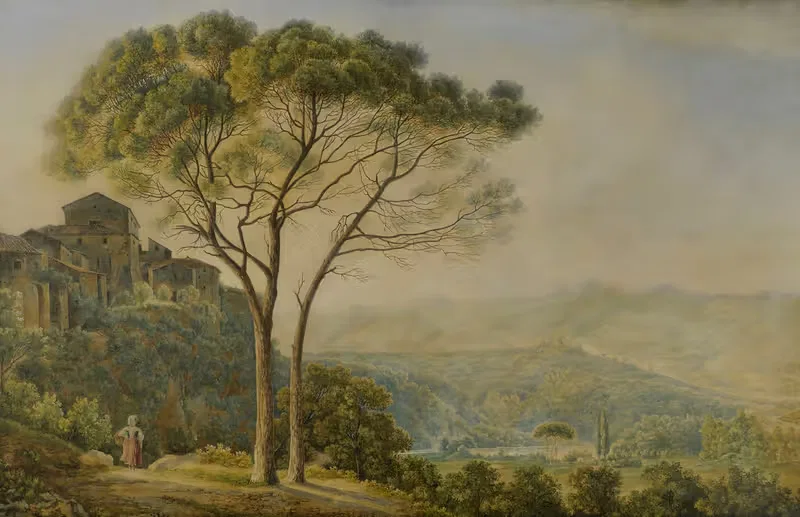 Berglandschaft mit Pinien by Jacob Philipp Hackert — digital art print download