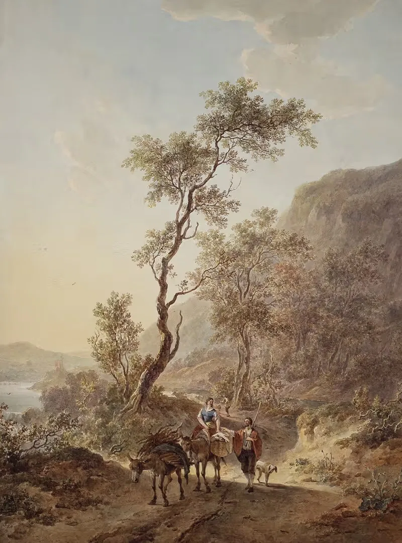 Italianate Landscape with Shepherd and Shepherdess on a Path — Jacob van Strij