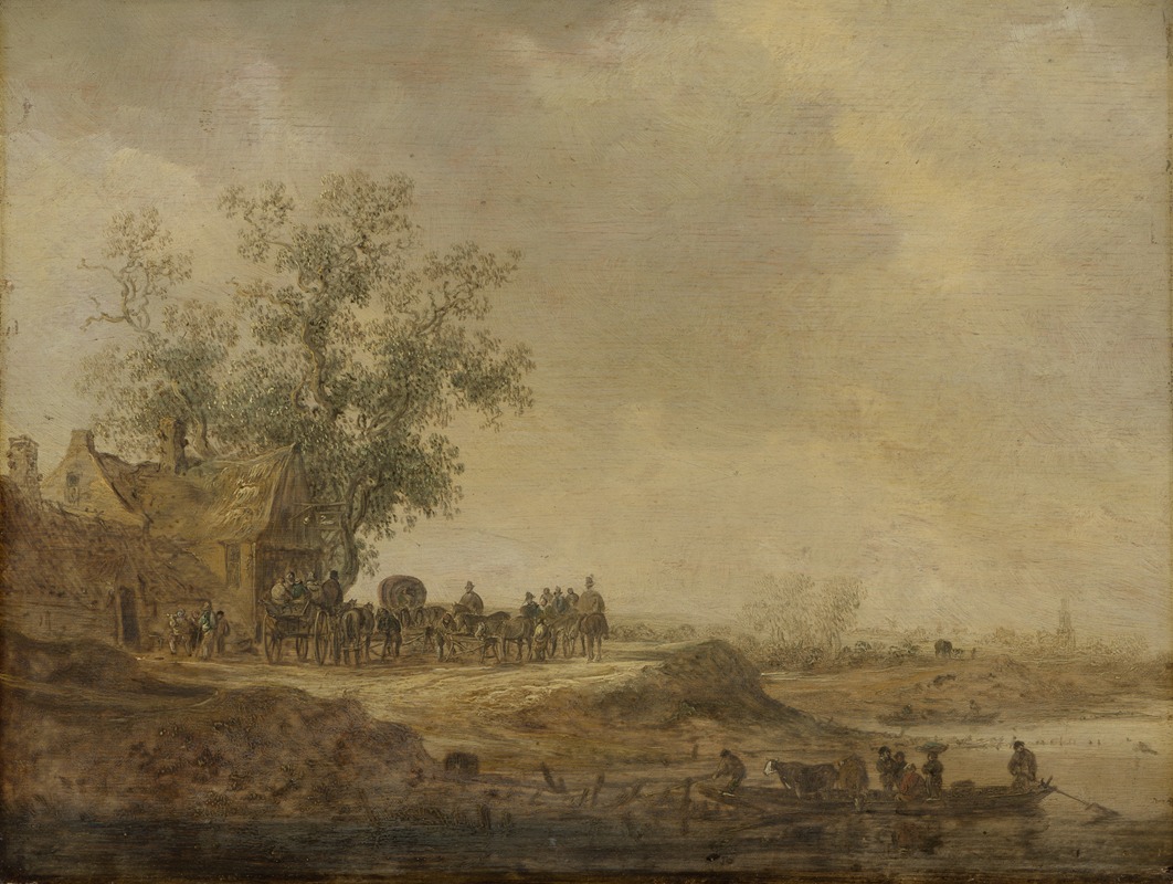 Остановка перед трактиром by Ян ван Гойен, 1643 — digital art print download