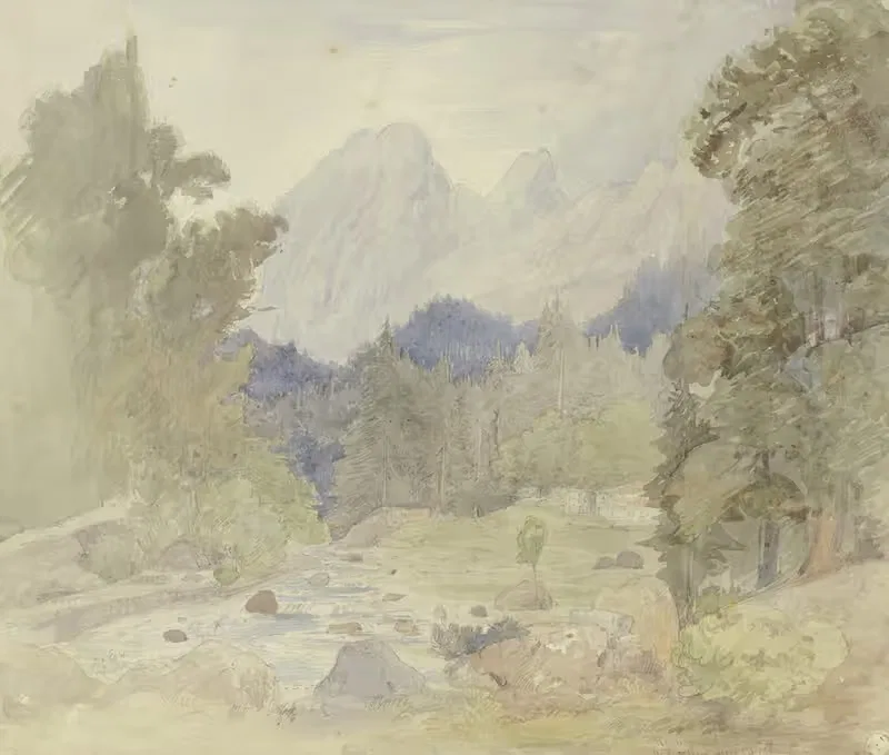 Gebirgslandschaft, Bach bei Berchtesgarden — Johann Balthasar Bauer