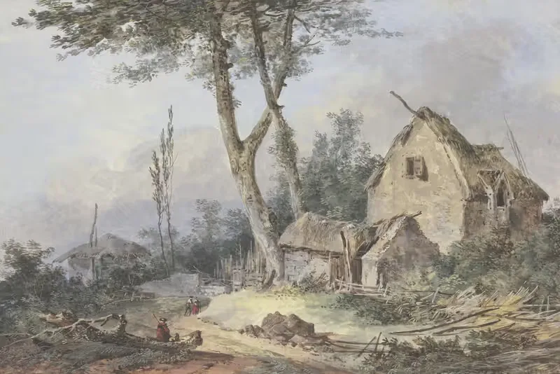 Пейзаж с разрушенной усадьбой by Луи Габриэль Моро, 1790 — digital art print download