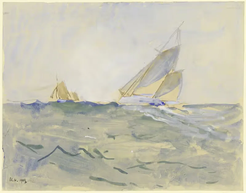 Choppy sea by Ulrich Hübner, 1909 — digital art print download