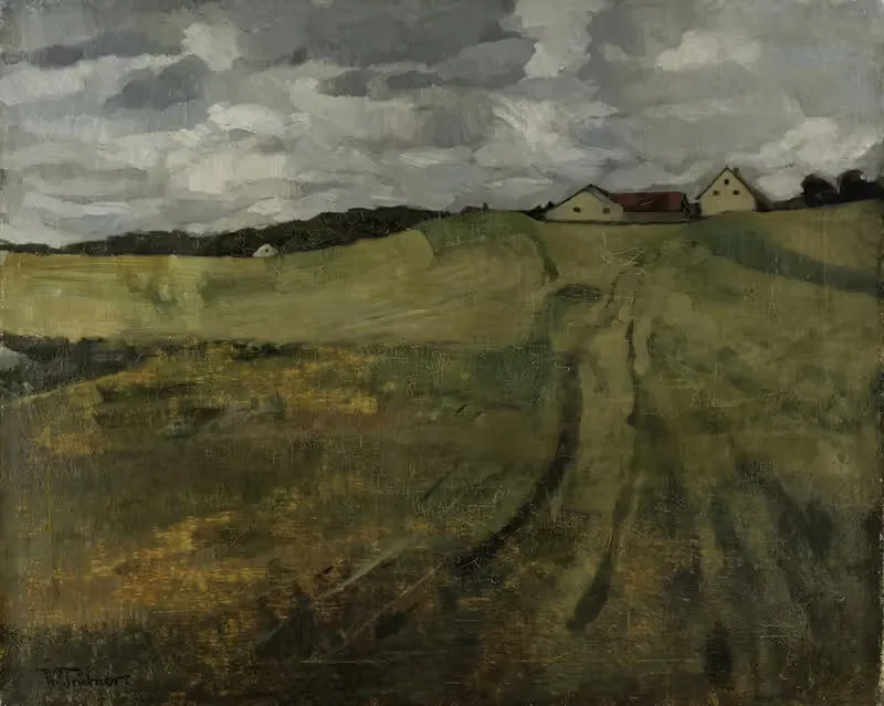 Stubble Field with Ascending Path near Wessling — Wilhelm Trübner