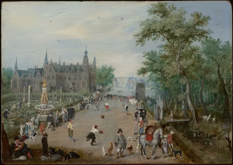 A Ball Game Before a Country Palace — Adriaen van de Venne