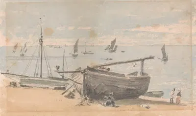 Scene on Brighton Beach by Agostino Aglio, 1847 — digital art print download