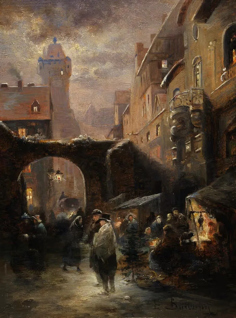 На рождественском рынке by Эмиль Барбарини, 1900 — digital art print download
