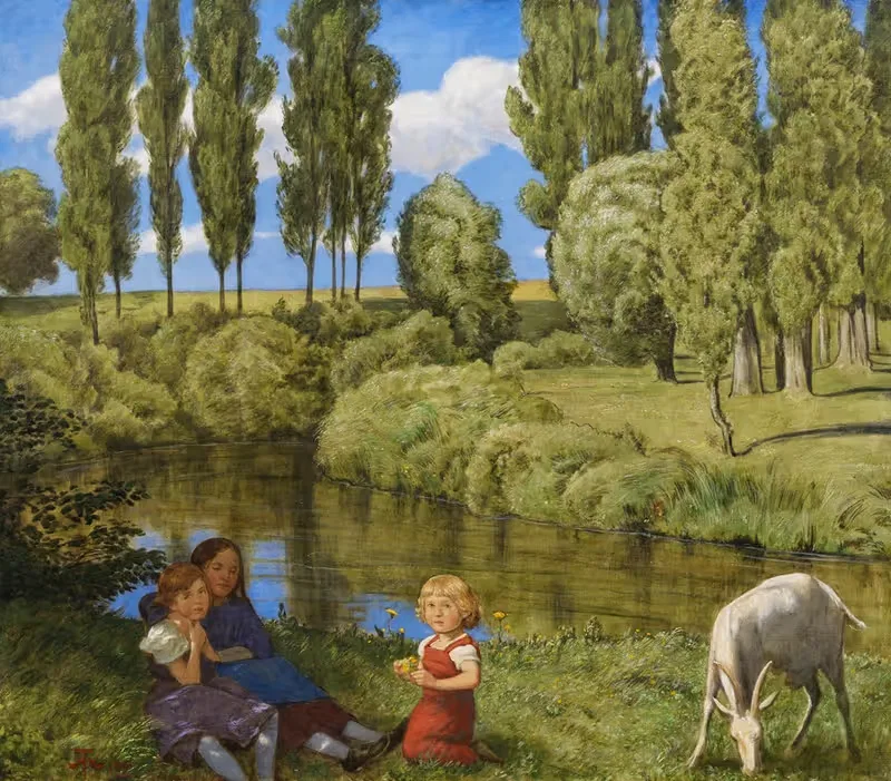 Am Stillen Bach by Hans Thoma, 1901 — digital art print download