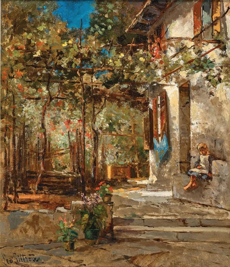 A Girl on Southern Veranda — Leontine von Littrow