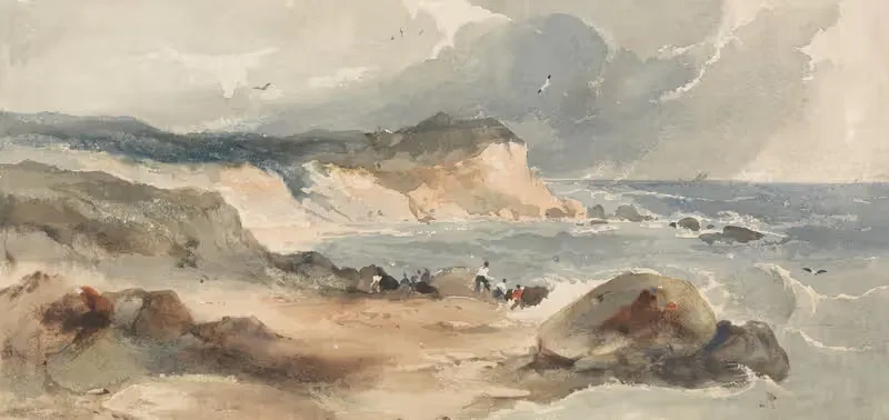 Coast Scene with Figures by Robert Brandard — digital art print download