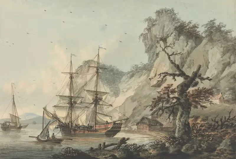 Merchant Ship off Shore by Samuel Atkins — digital art print download