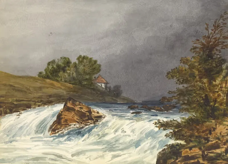 River Scene with House by Samuel H. Owen, 1843 - 1845 — digital art print download