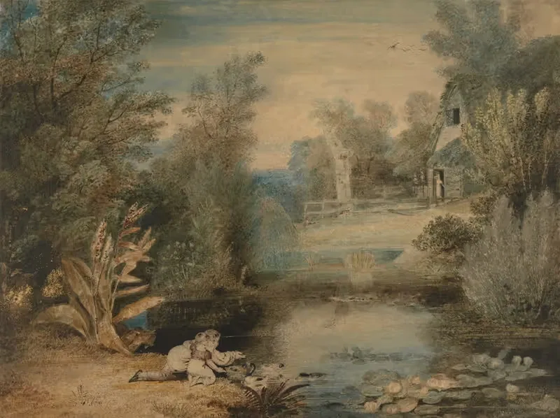 My Father Feeding Ducks, Drawn by His Father — Thomas Baxter