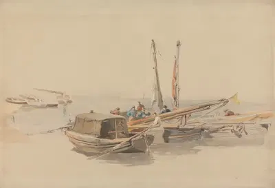 Fishing Boats at Anchor by Edward Angelo Goodall — digital art print download