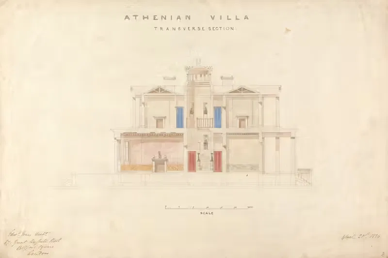 Проект афинской виллы, поперечный разрез by Эдвард Джонс, 1834 — digital art print download