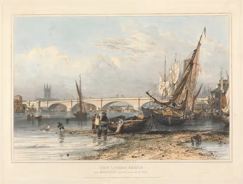 Новый Лондонский мост с Биллингсгейта by Эдвард Уильям Кук, 1832 — digital art print download