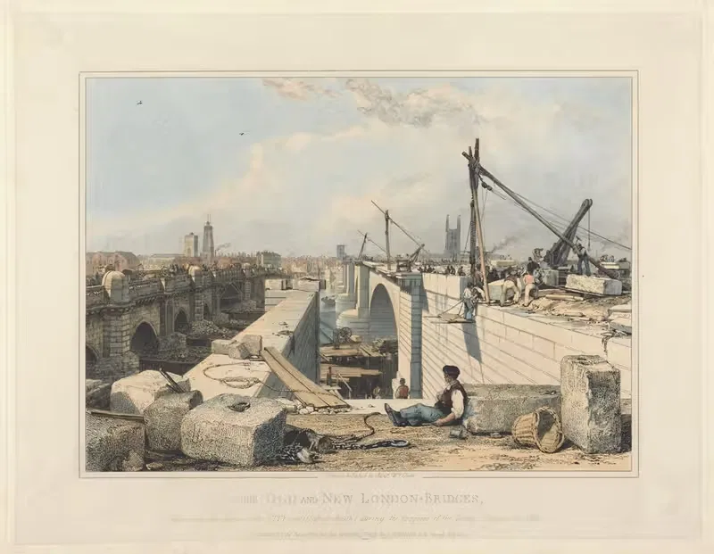 The Old and New London Bridge — Edward William Cooke