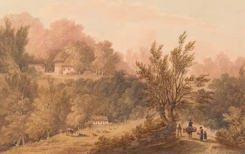 A Lane with Figures – Isle of Wight — Frederick Calvert