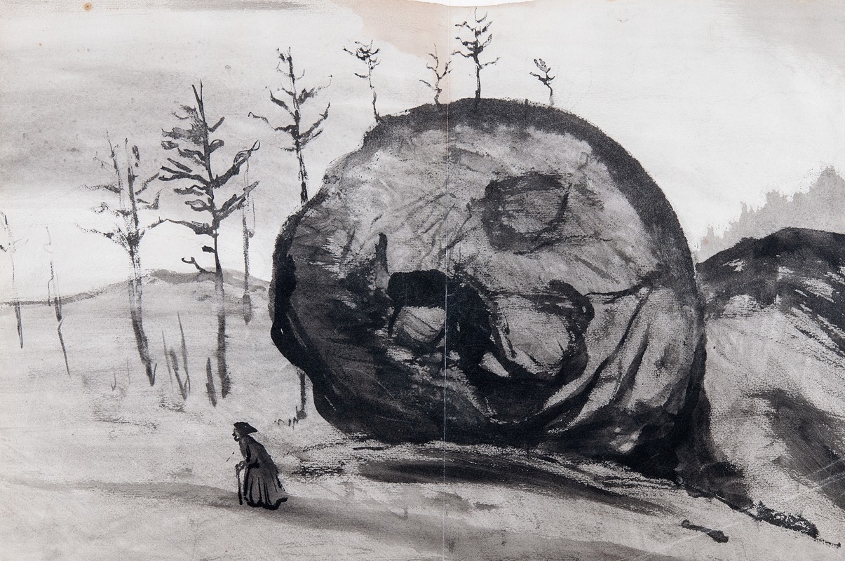 Old Woman and a Sleeping Rock — Ivar Arosenius