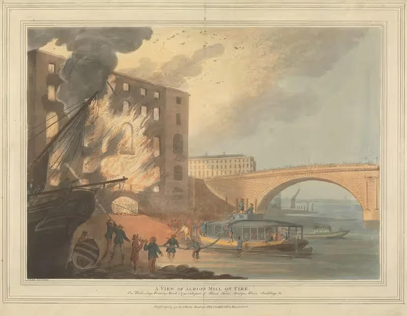 A View of Albion Mill on Fire — John William Edye