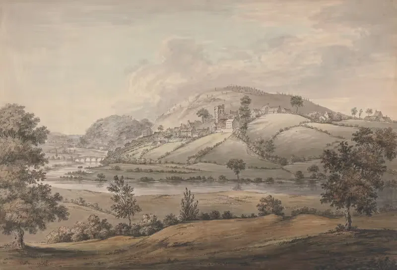 Hilly Landscape with Village and River — Jonathan Fisher