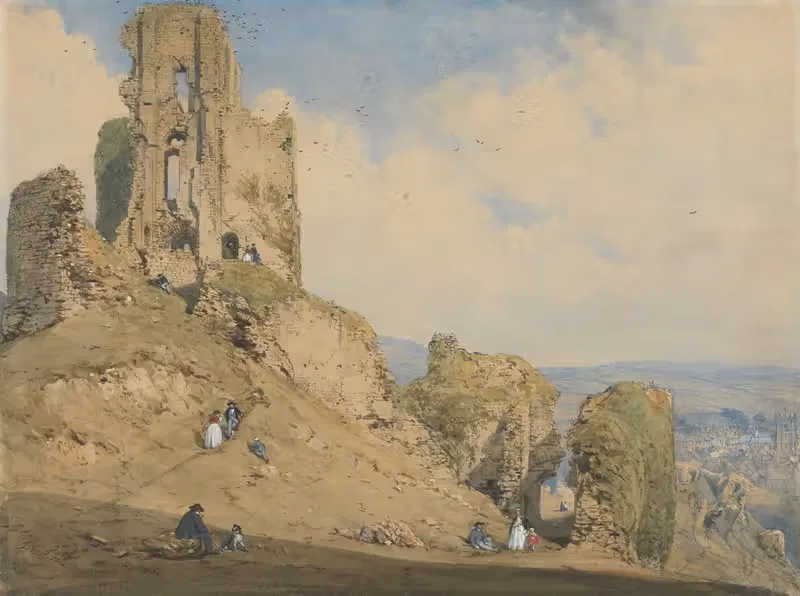 Corfe Castle, Dorset by Joseph Nash, 1862 — digital art print download