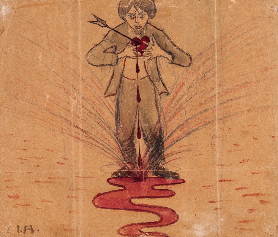 Self Portrait with Arrow in Bleeding Heart — Ivar Arosenius
