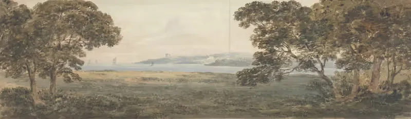 Wooded Landscape Overlooking an Estuary — William Gilpin