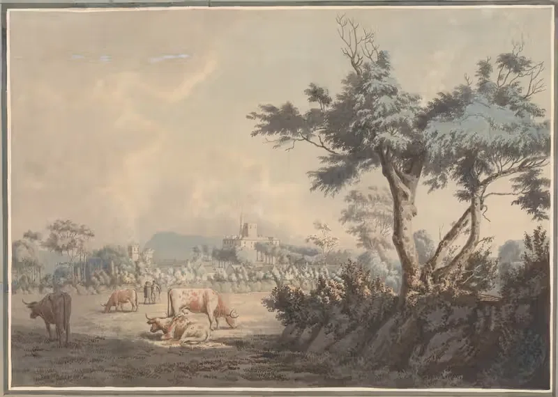 Landscape, Castle and Cattle by William Green — digital art print download