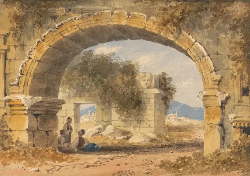 Figures Seated Under a Stone Arch by William Page — digital art print download