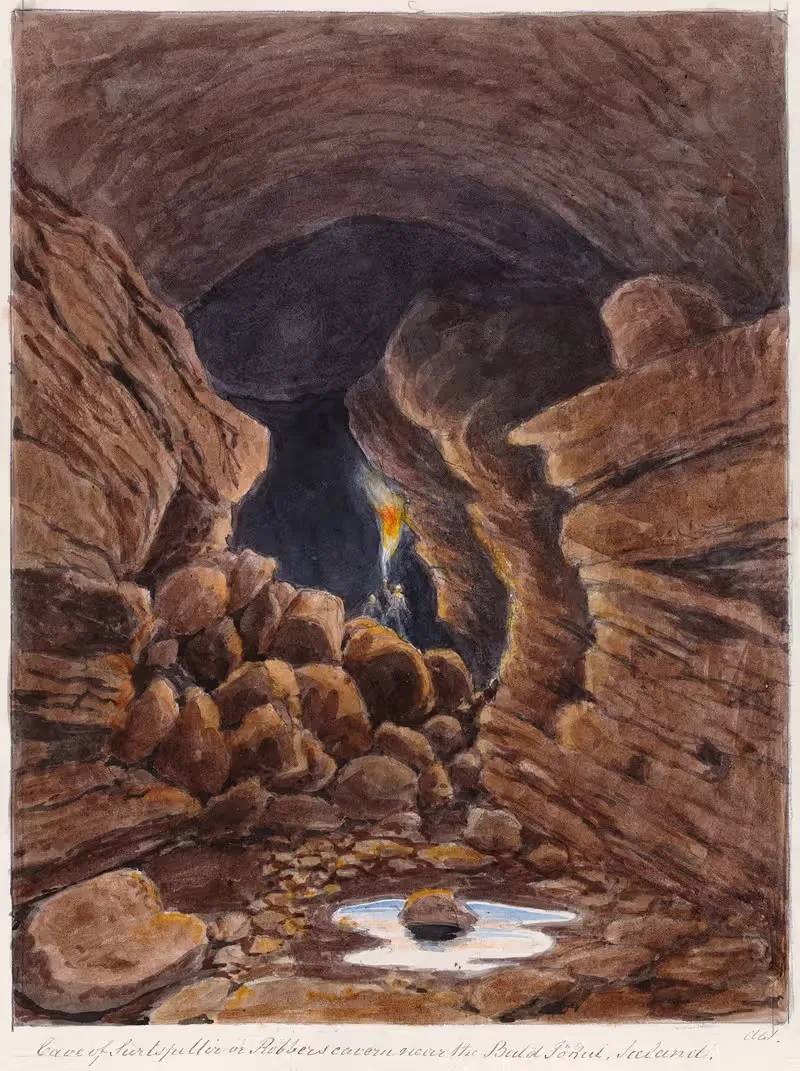 Cave of Surtshellir or Robber's Cavern, Iceland — Charles Hamilton Smith