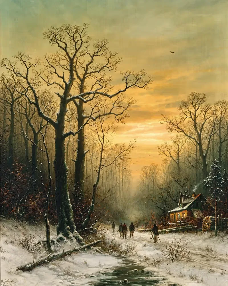 Encounter on the Way Home in Winter — Georg Schmitz