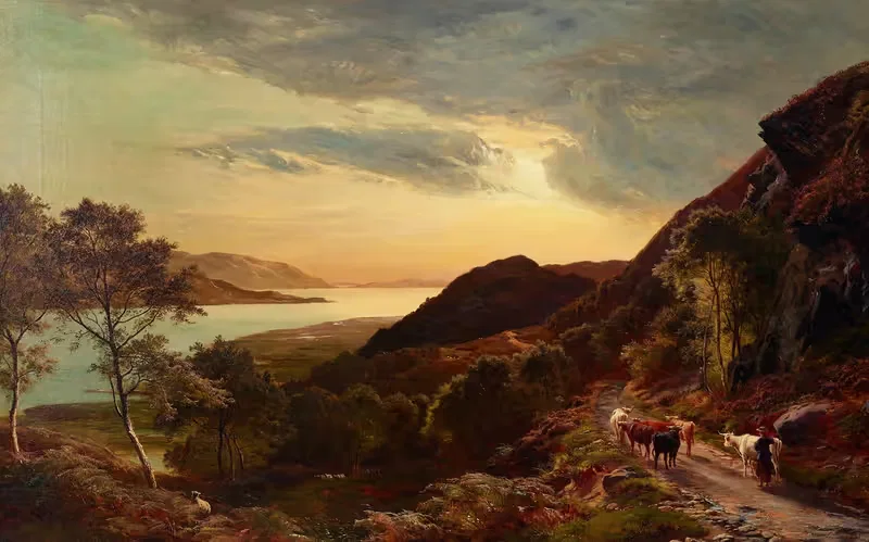 Sunset over the estuary by Sidney Richard Percy — digital art print download