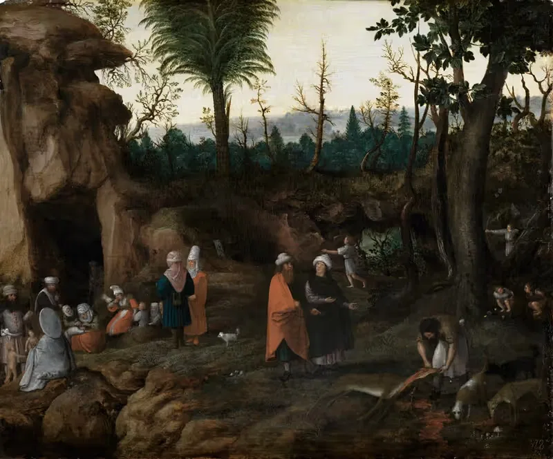 Felslandschaft mit Nomadenfamilien — Cornelis van Dalem