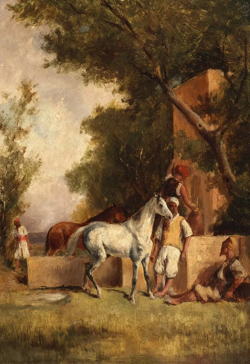 A halt at the fountain — Eugène Fromentin