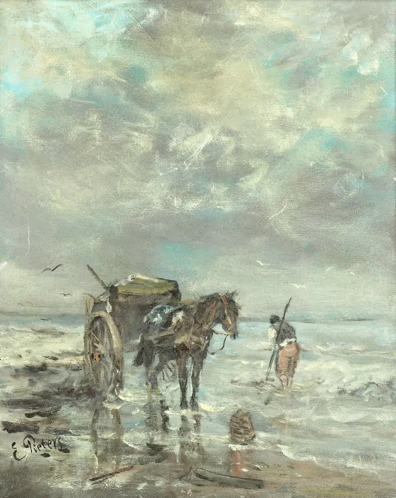 Collecting seaweed by Evert Pieters — digital art print download